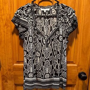 Rose & Olive Black and White Paisley Blouse